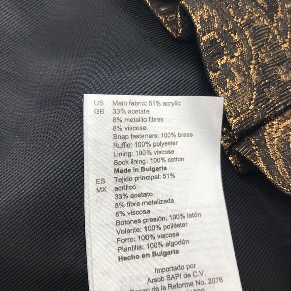 Sandro Paris Goldena Metallic Bronze Brocade Ruffled Mini Skirt - Picture 16 of 16